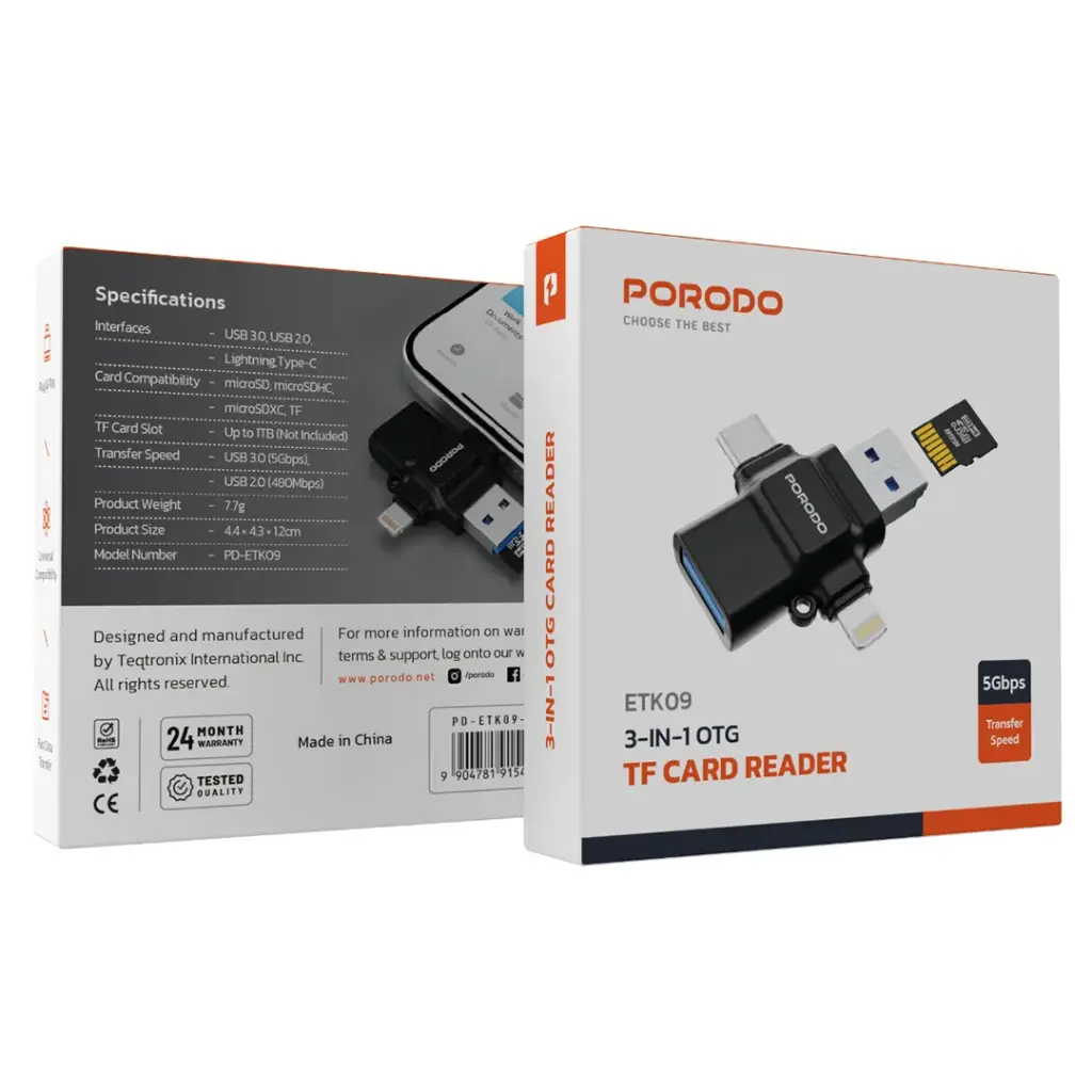 Porodo 3-in-1 OTG Adapter