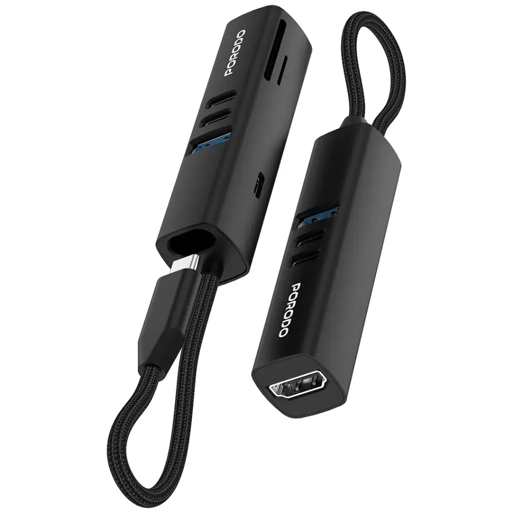 Porodo 7-in-1 Multi-Port USB Hub 5Gbps Transfer Speed