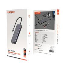 Porodo 9-in-1 HDMI Ethernet USB-C Hub