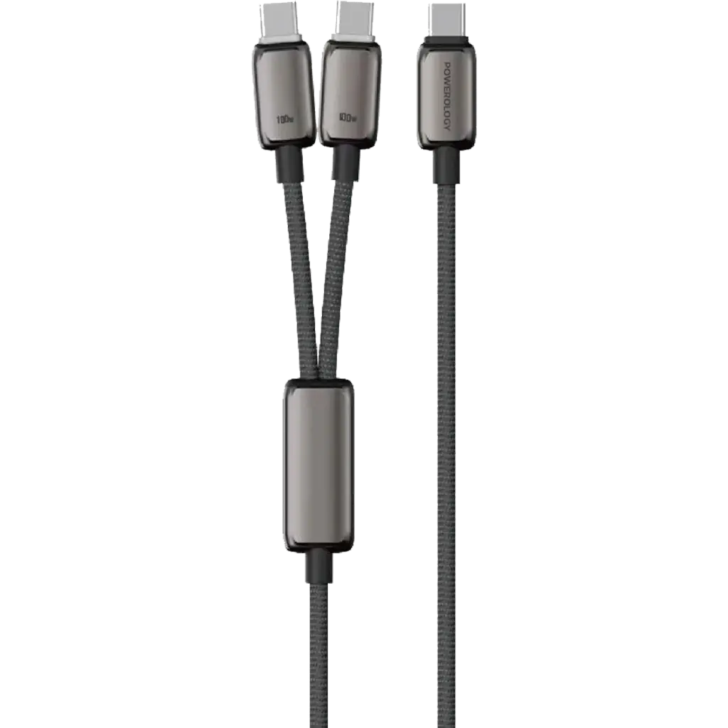 Powerology Zinco Series 2-in-1 Dual USB-C Cable