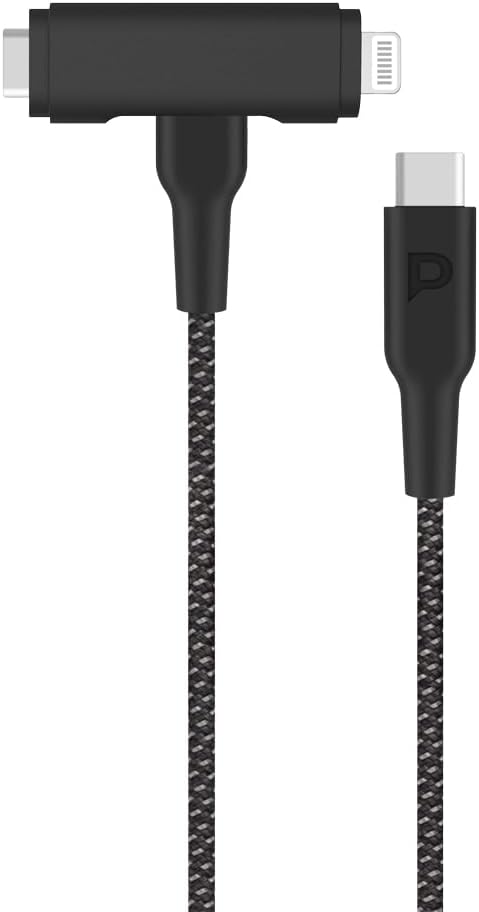 Powerology Braided USB-C to USB-C + Lightning Data & Fast Charge 1.2m Cable