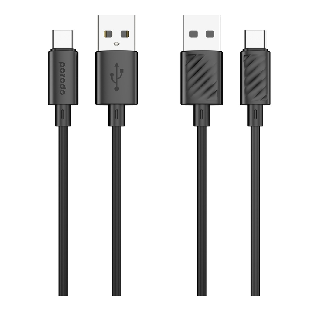 Porodo Blue USB-A to USB-C кабель 3A быстрая зарядка 1.2м (PB-3AACC-BK)