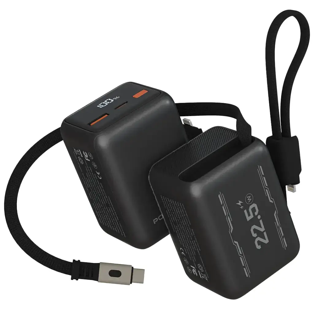 Porodo Voltra 10000mAh power bank с выдвижным Type-C кабелем