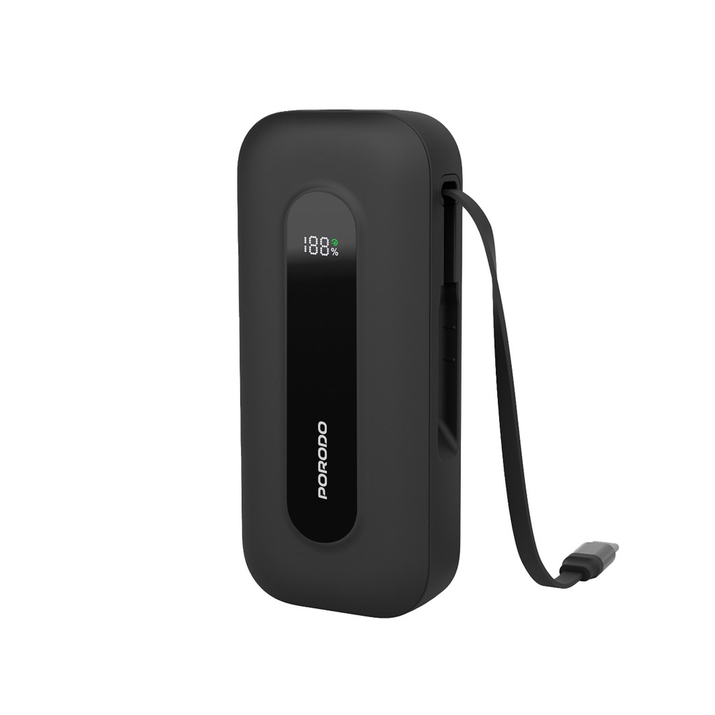 Porodo 10000mAh power bank с выдвижным Type-C кабелем 58см