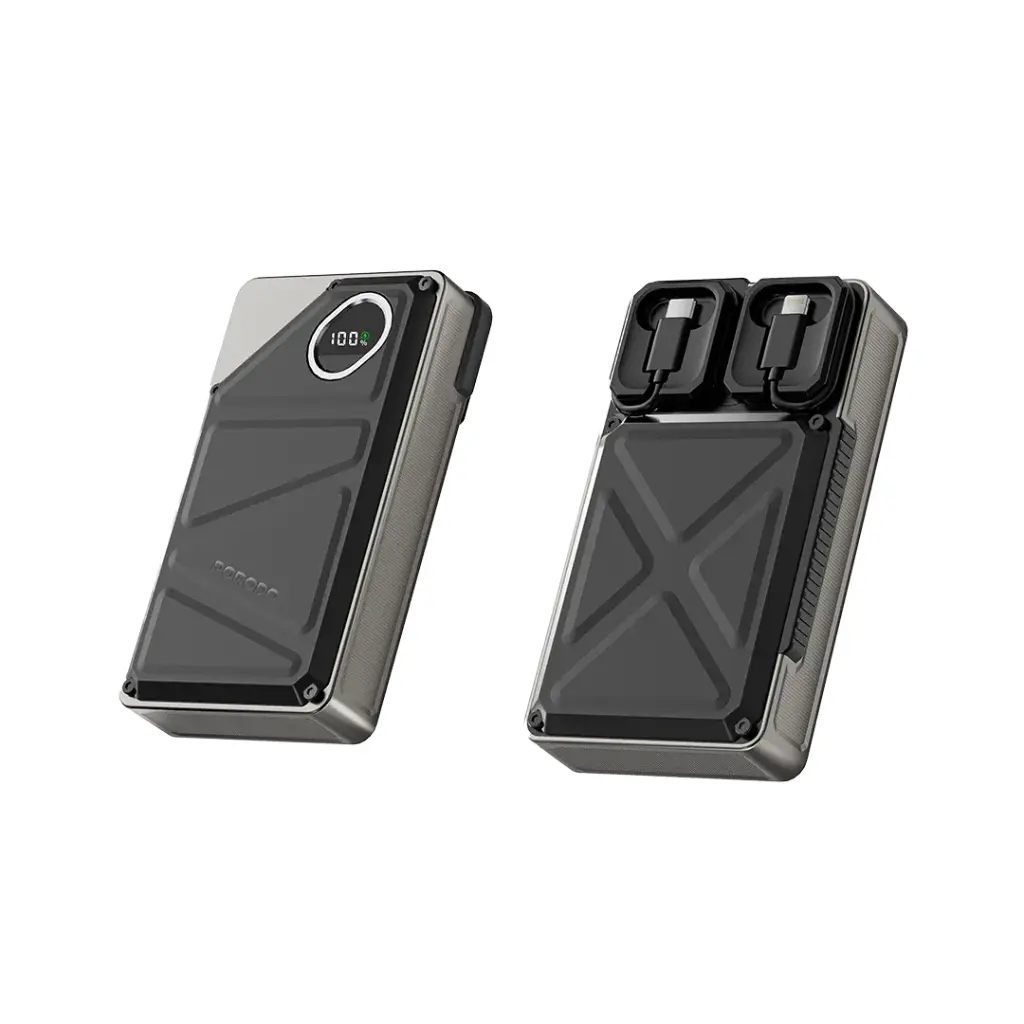 Porodo 20000mAh power bank с цифровым дисплеем, Type-C и Lightning кабелем