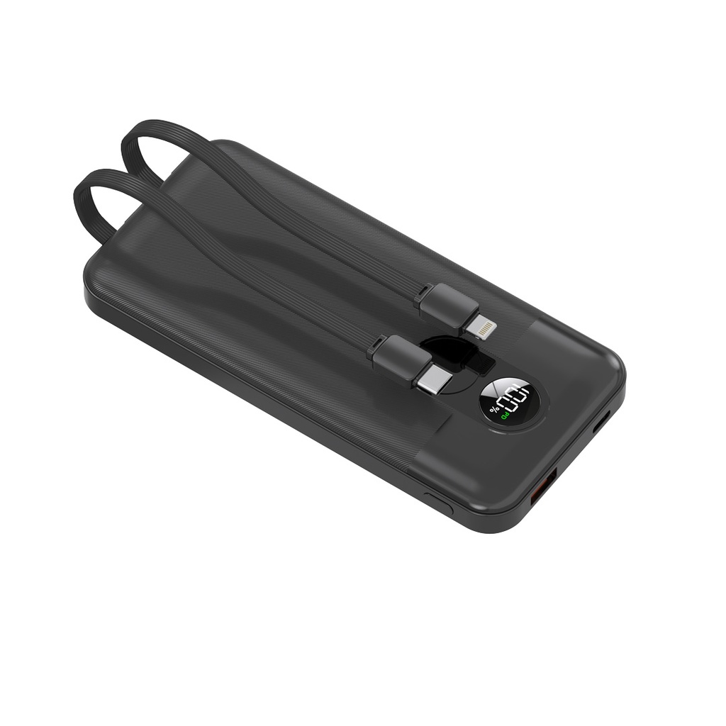 Porodo 10000mAh power bank со встроенными съёмными кабелями, Quick Charge и компактным дизайном