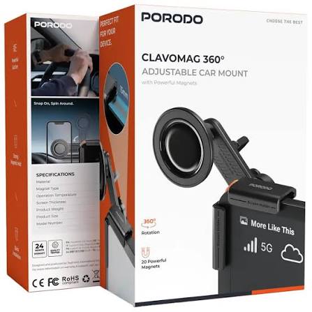 Porodo Clavomag حامل سيارة قابل للتعديل 360°
