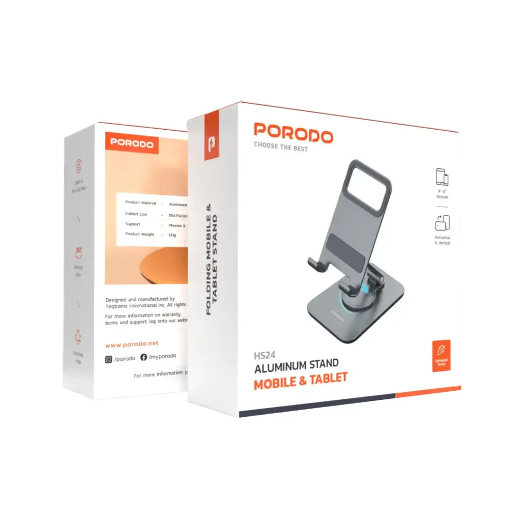Porodo حامل ألومنيوم للهاتف والتابلت
