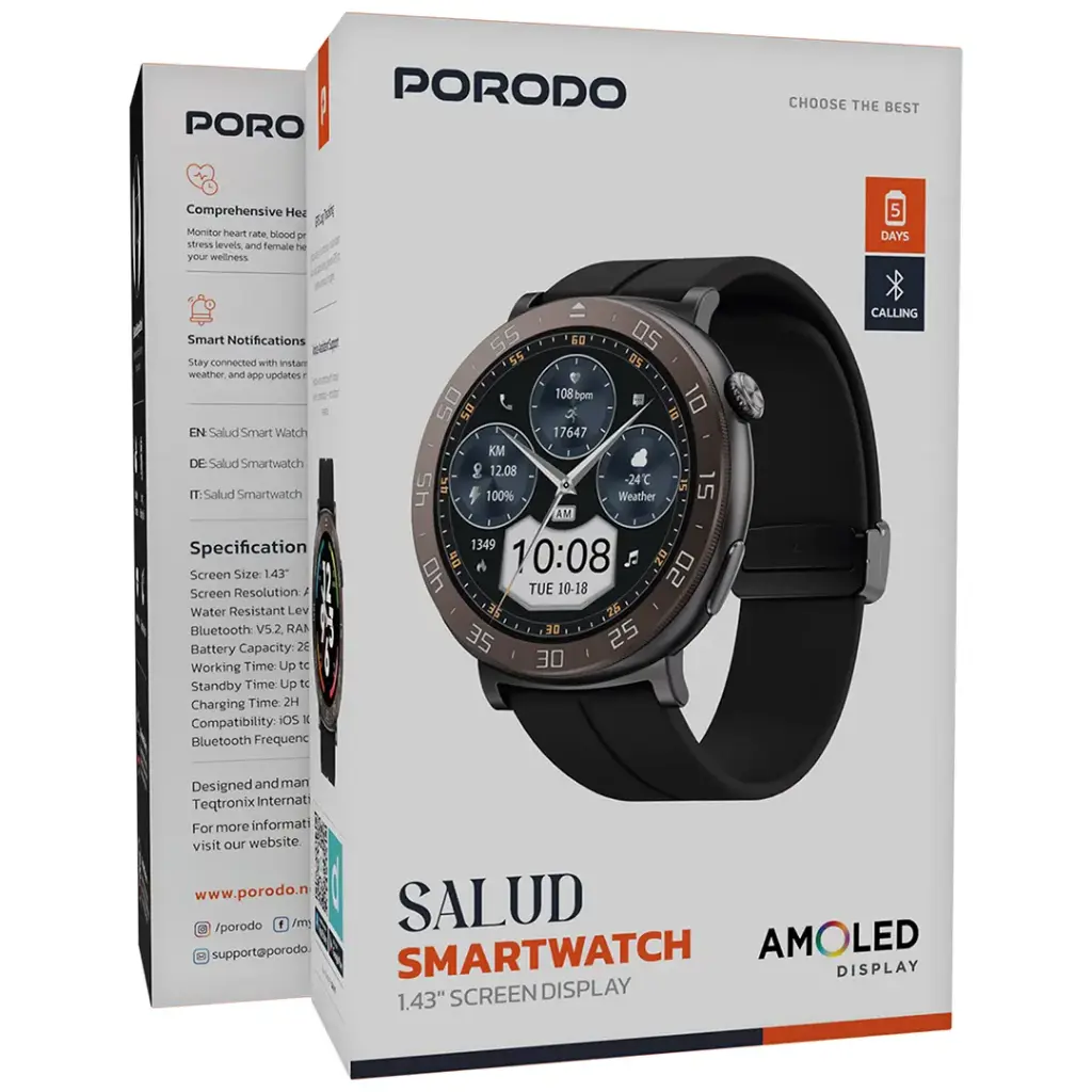 Porodo Salud Smart Watch 1.43 Inch Display