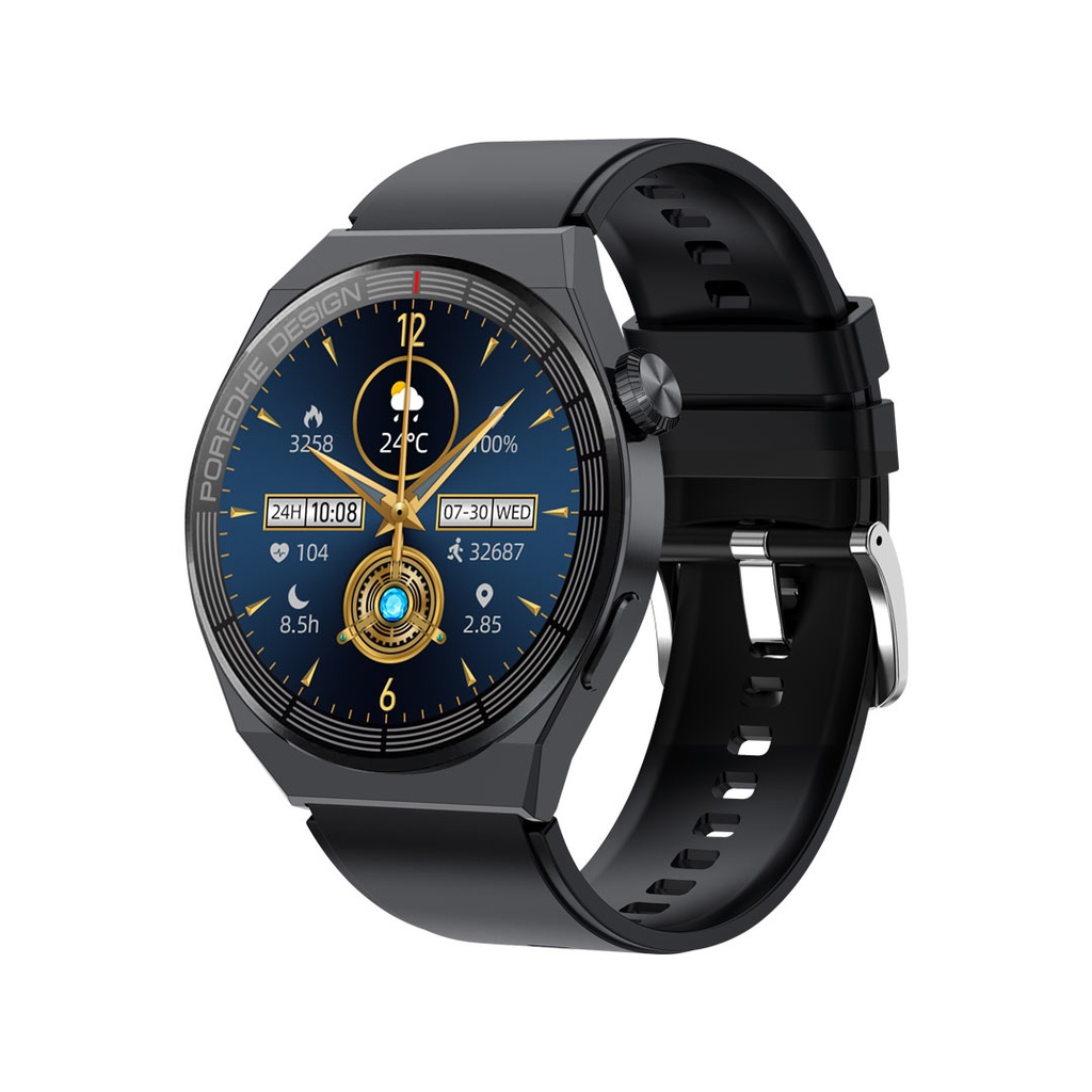 Porodo Zebro Smart Watch Black Dial Black Silicone Strap & Metal Strap