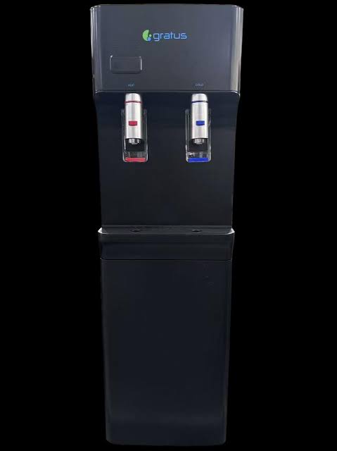Gratus 2-Tap Floor Standing Water Dispenser with Refrigerator GWD805RDX1