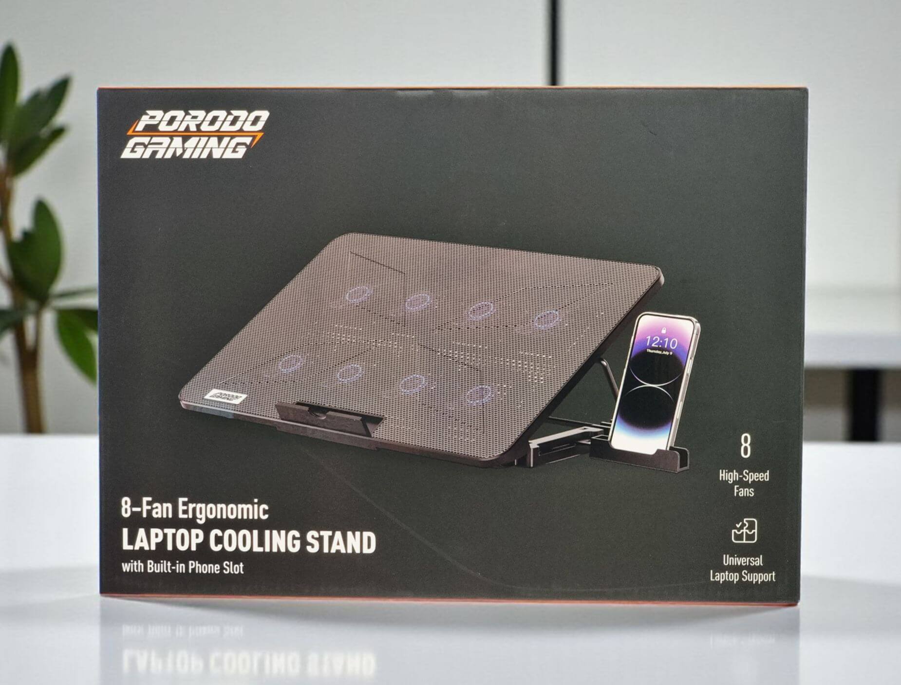 Porodo Gaming 8-Fan Ergonomic Laptop Cooling Stand