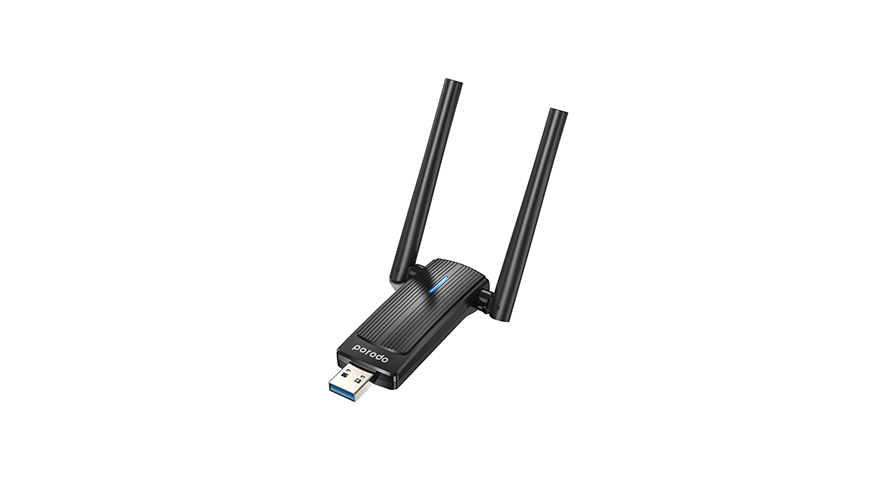 محول Wi-Fi ثنائي النطاق Porodo USB 3.0 بهوائي خارجي