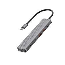 محول Powerology USB-C 6 في 1 مع HDMI 4K بسرعة 10Gbps