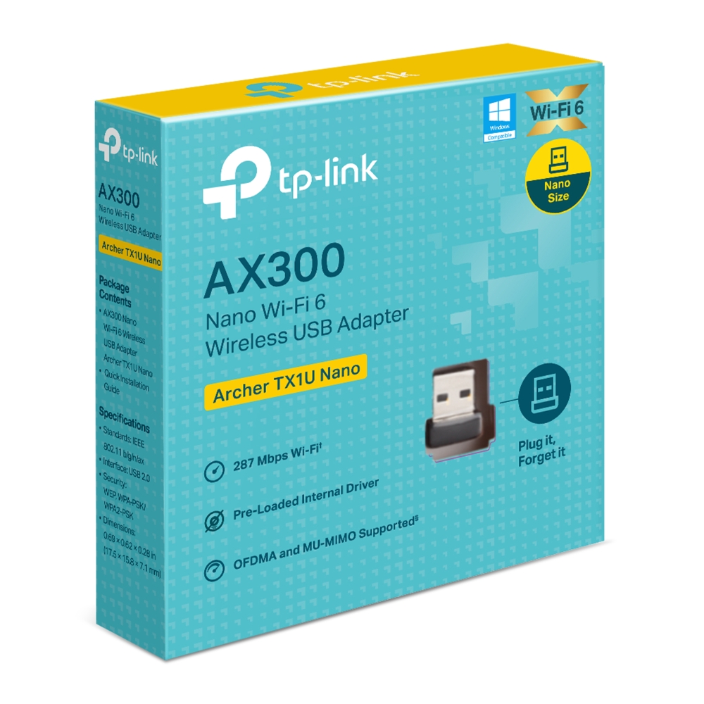 TP-Link محول USB لاسلكي Wi-Fi 6 AX300 Nano Archer TX1U Nano