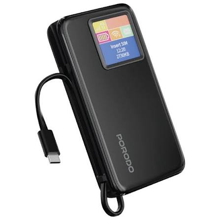 راوتر جيب Porodo ‏4G LTE / Wi-Fi 6 مع بنك طاقة 10000mAh