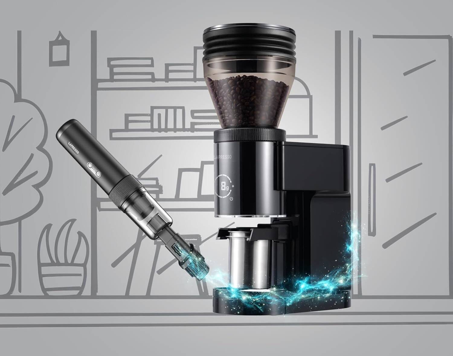 LePresso EspressoVac مكنسة كهربائية محمولة 80 واط 15000 باسكال (LPCFFPVC0061BK)